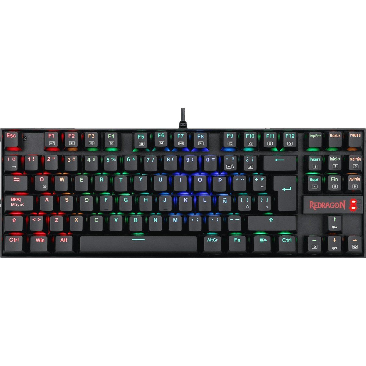 REDRAGON - Teclado Gamer Mecánico Redragon K552 Kumara Iluminación RGB Switch Red