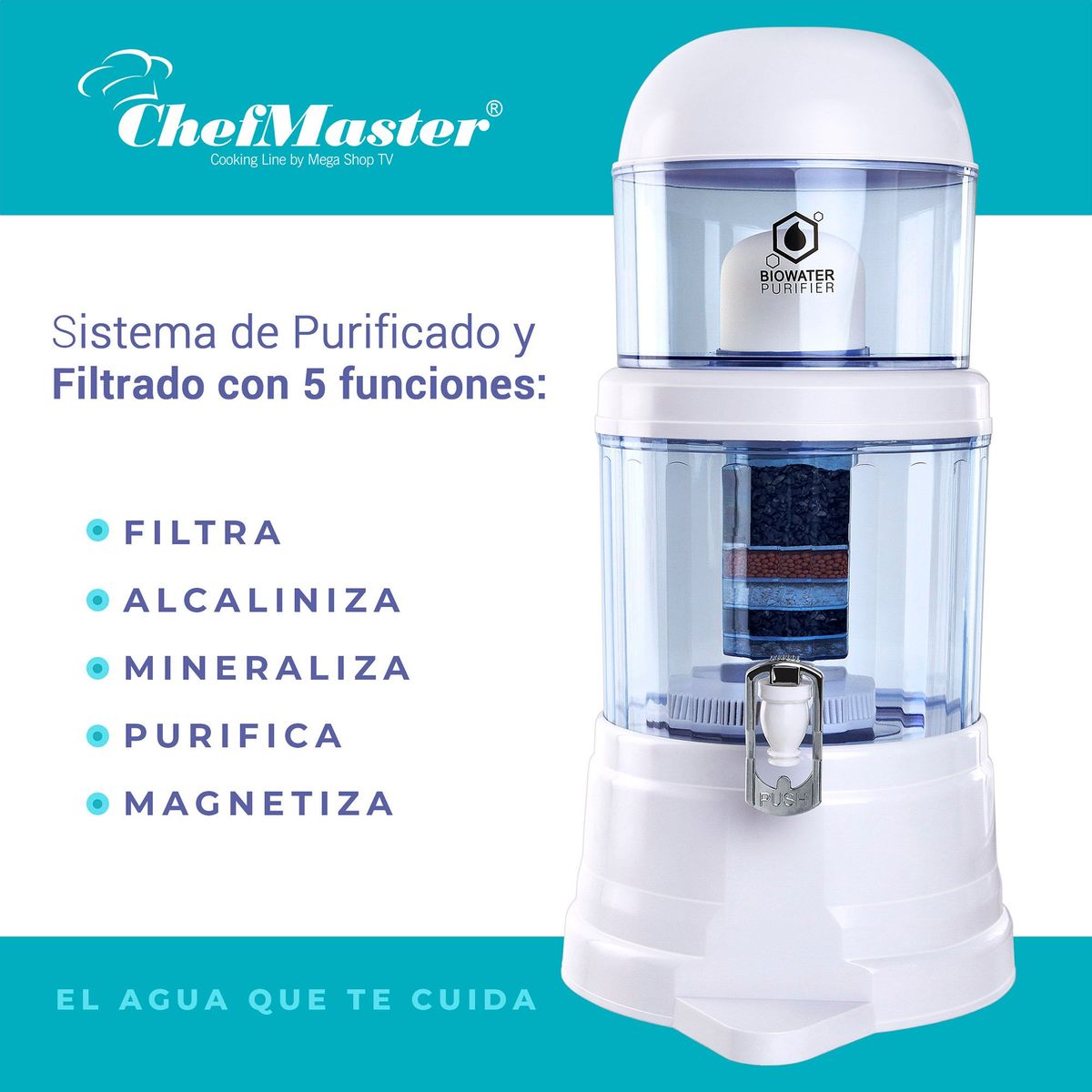 CHEF MASTER - Filtro de Agua Bioenergético Biowater 14 Litros Chef Master