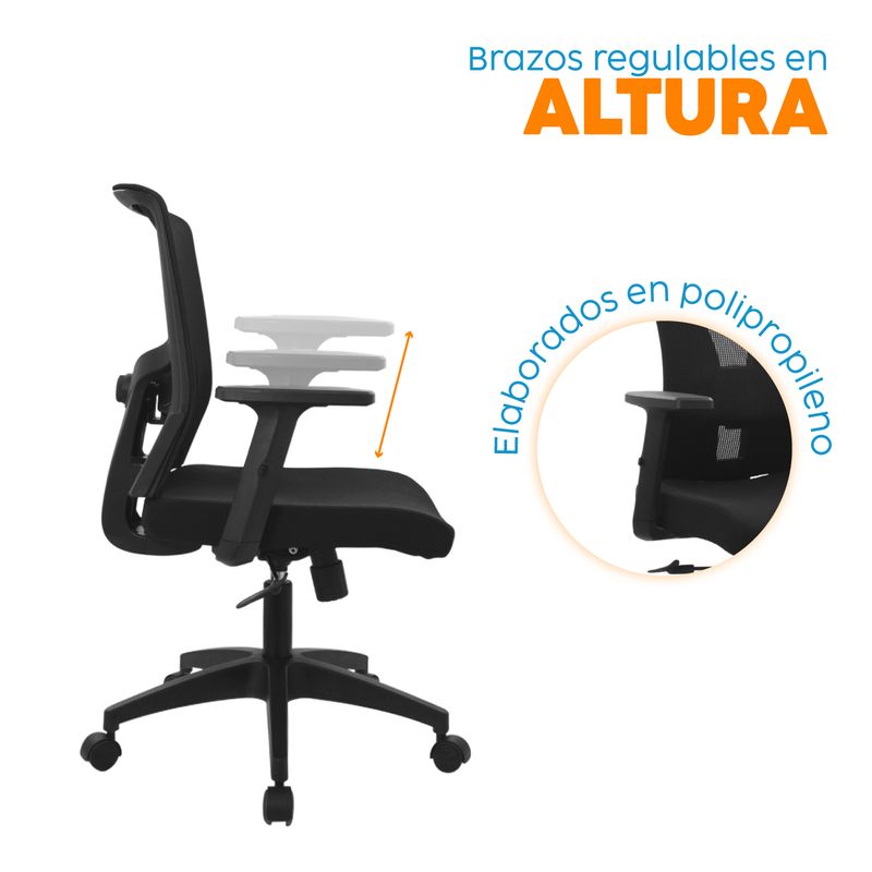 Silla Ergonómica Niza Con Soporte Lumbar Negro BONNO