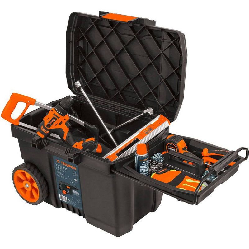 TRUPER - Cajas Para Herramientas 58 cm Con Ruedas y Mango ,Truper.