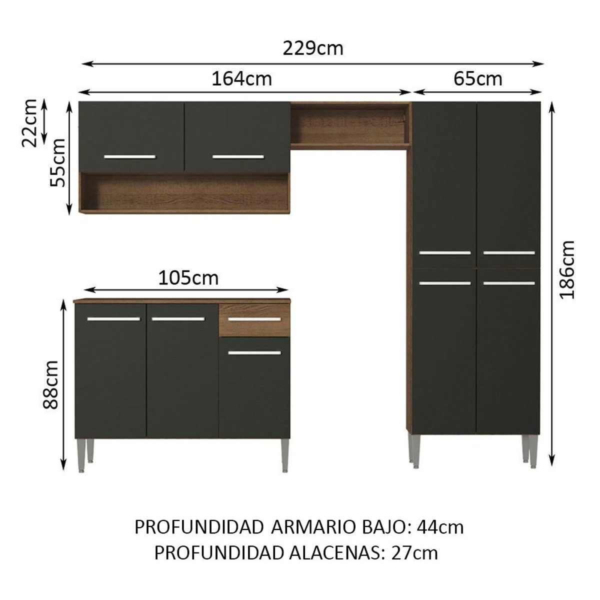 MADESA - Cocina Integral Emilly Pop 2.30 Metros con Mesón de MDP