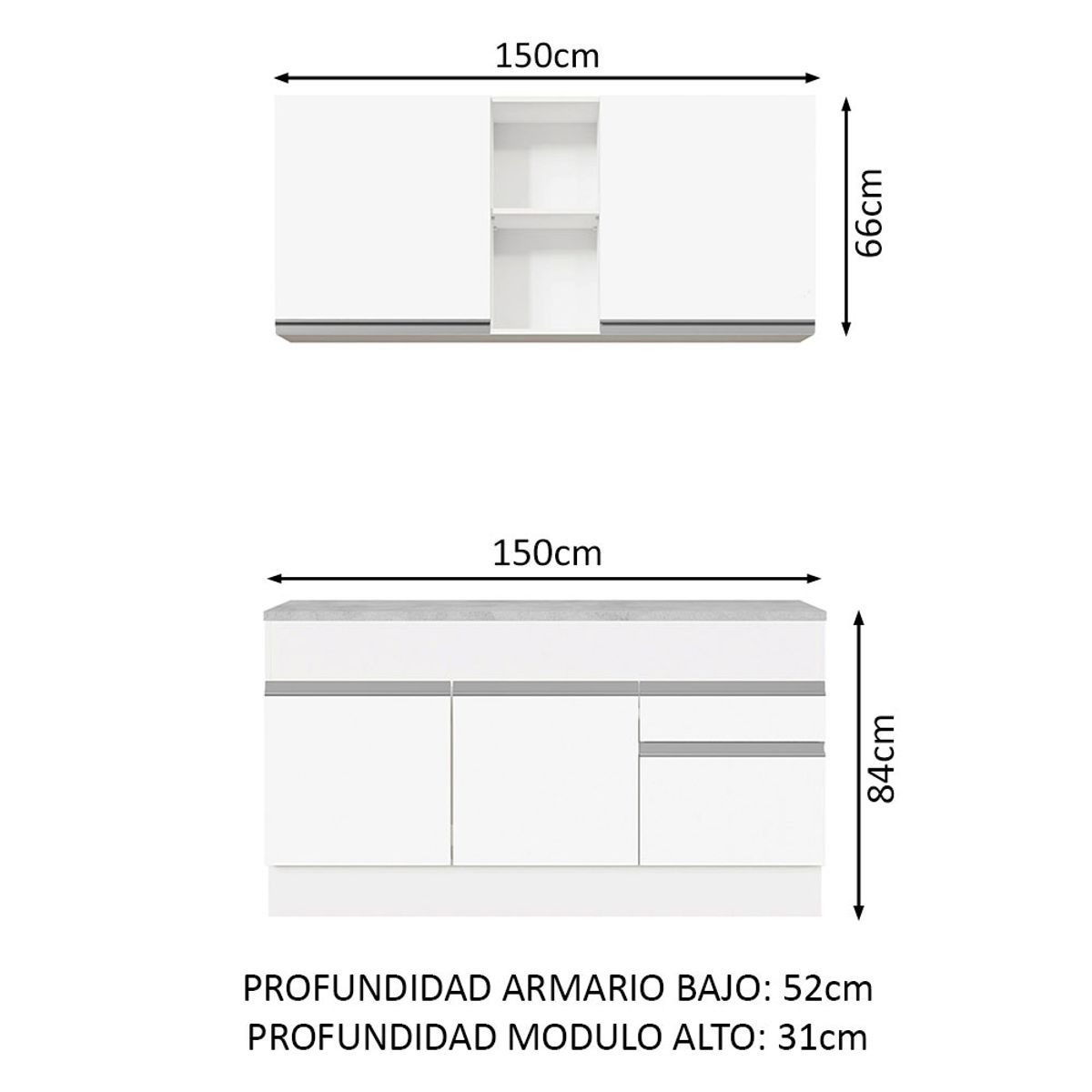 MADESA - Cocina Integral Glamy 1.50 m con Encimera 01