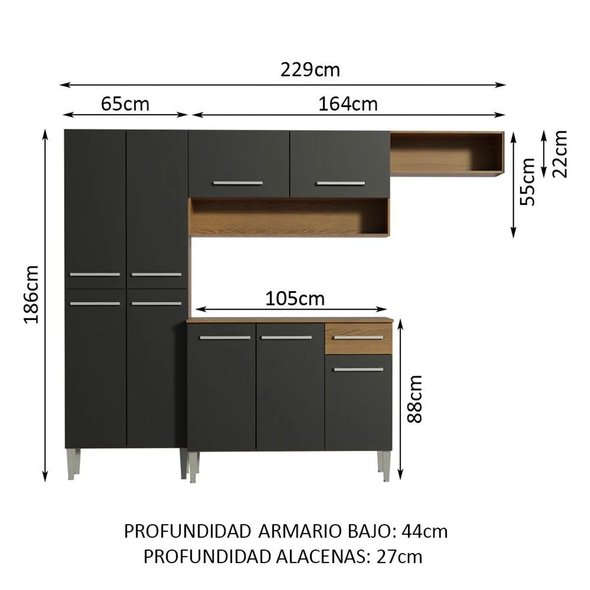 MADESA - Cocina Integral Emilly Top 2.30 Metros