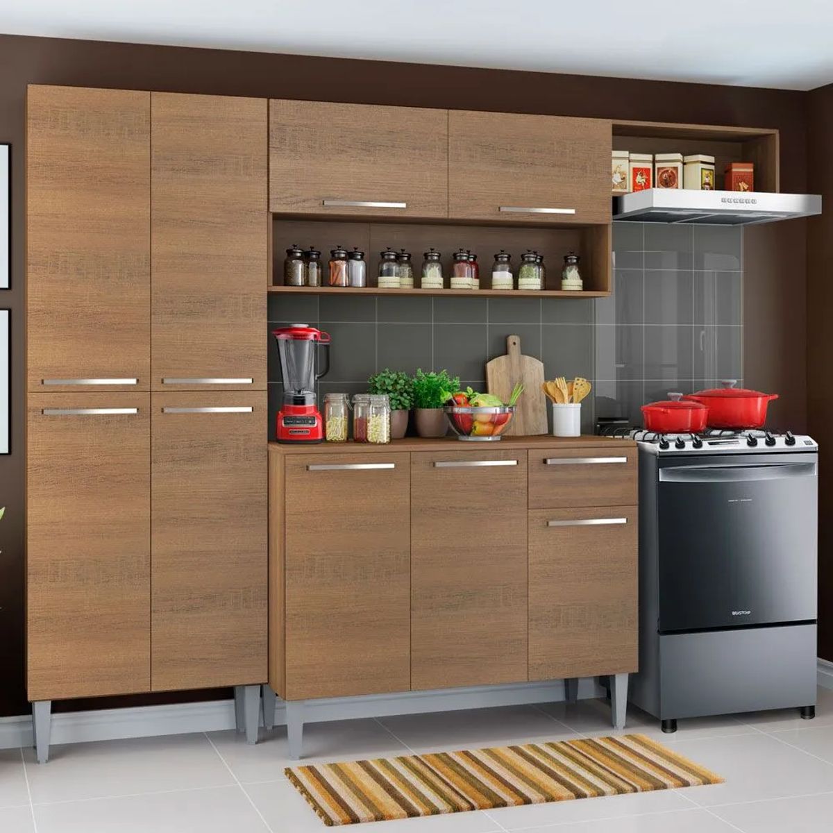 MADESA - Cocina Integral Emilly Top 2.30 Metros Marrón