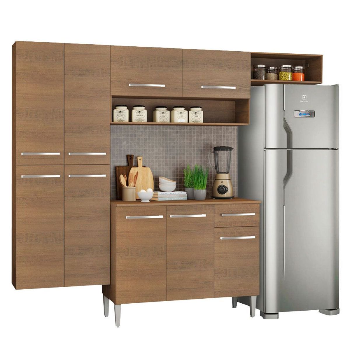 MADESA - Cocina Integral Emilly Fit 2.30 Metros Marrón