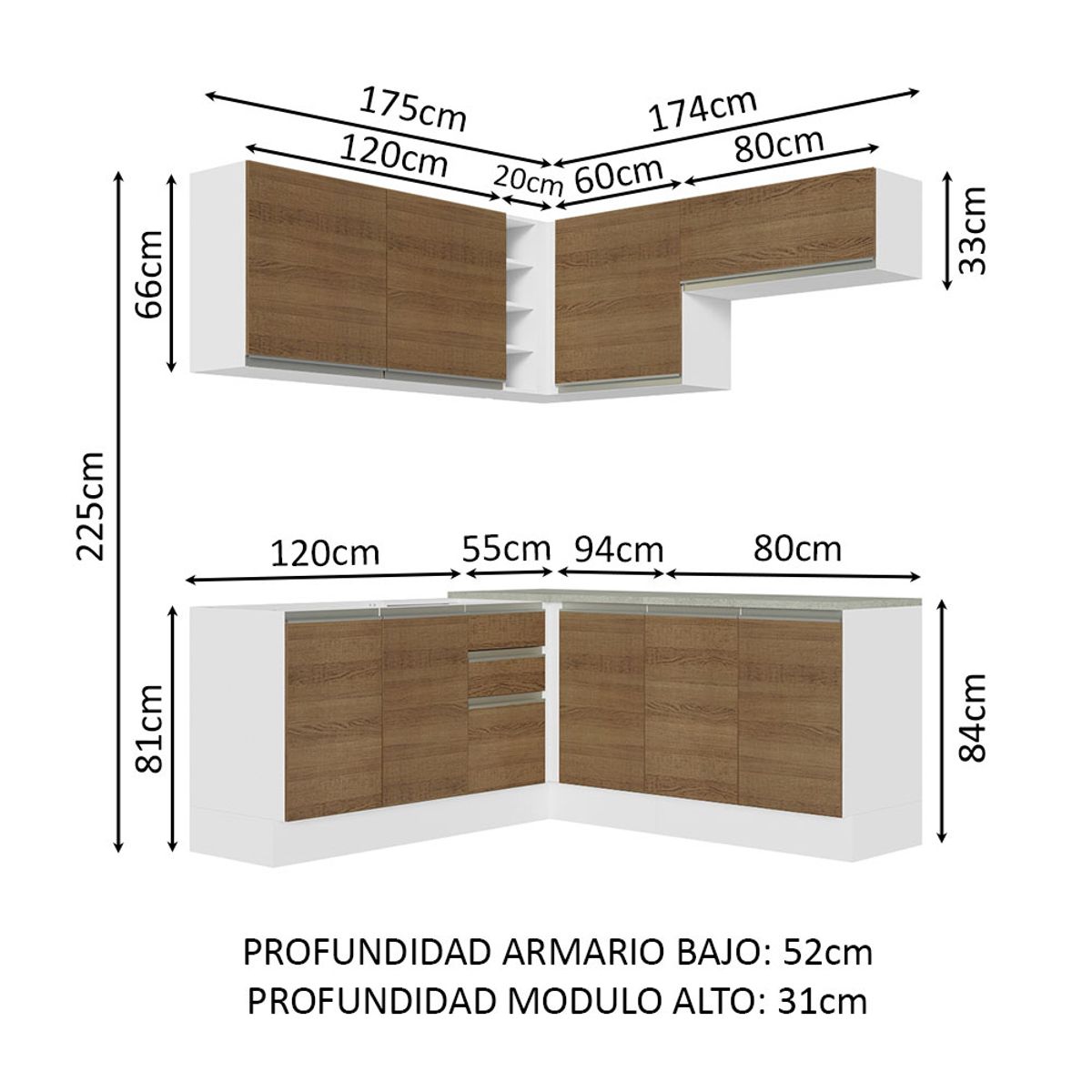 MADESA - Cocina Integral de Esquina Glamy 3.50 m 03