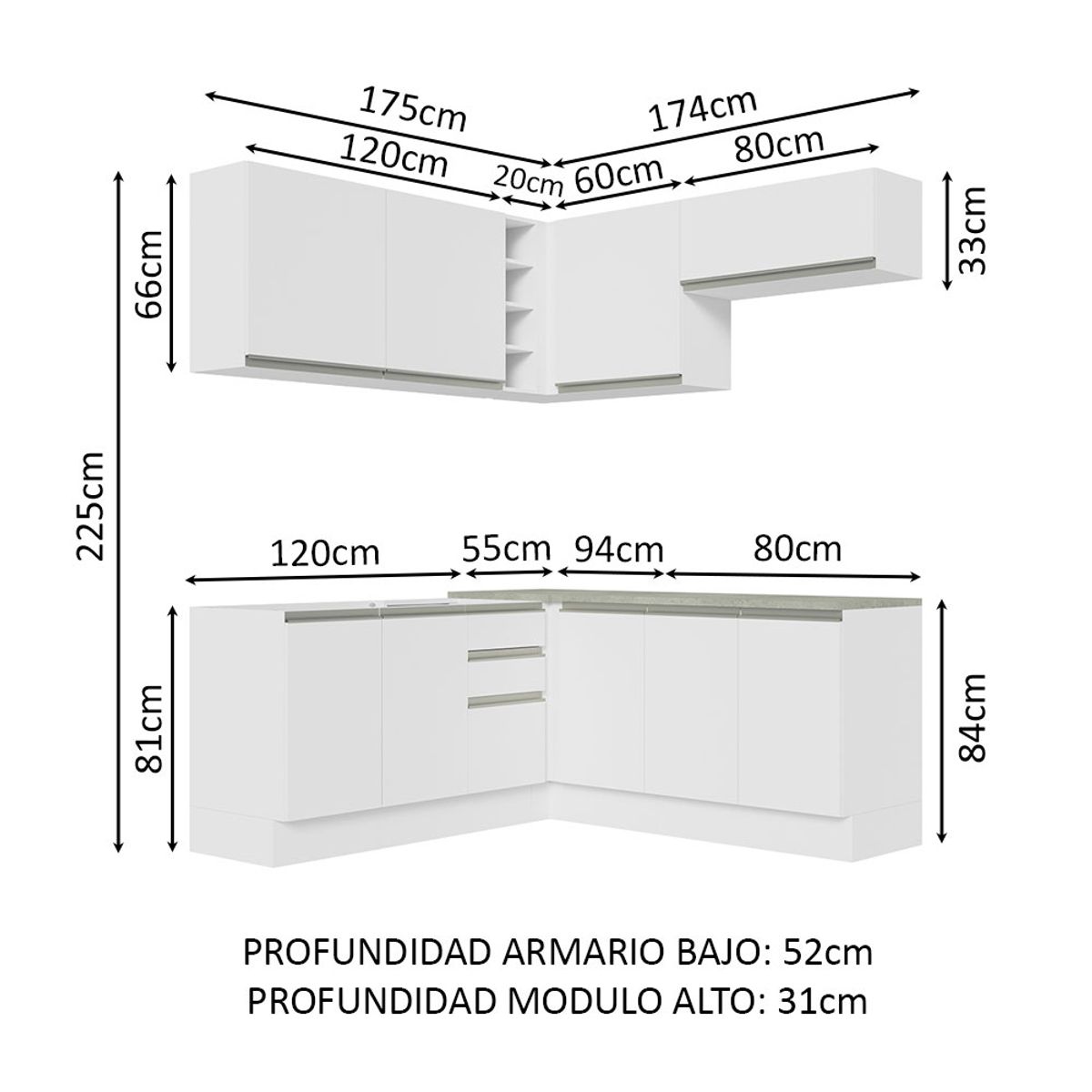 MADESA - Cocina Integral de Esquina Glamy 3.50 m 03