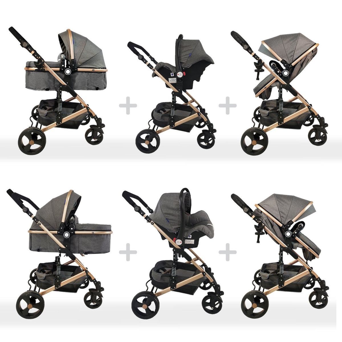 HAPPY BABY - Coche bebe moises happy baby ts gris fj