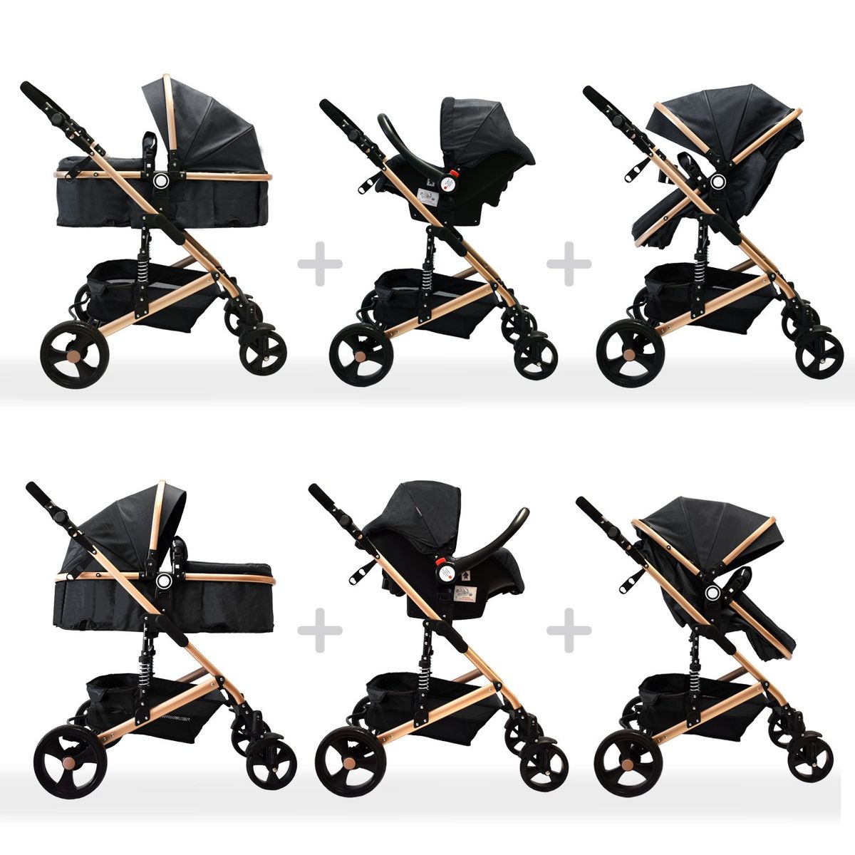 HAPPY BABY - Coche Bebe Moises Happy Baby FJ Negro