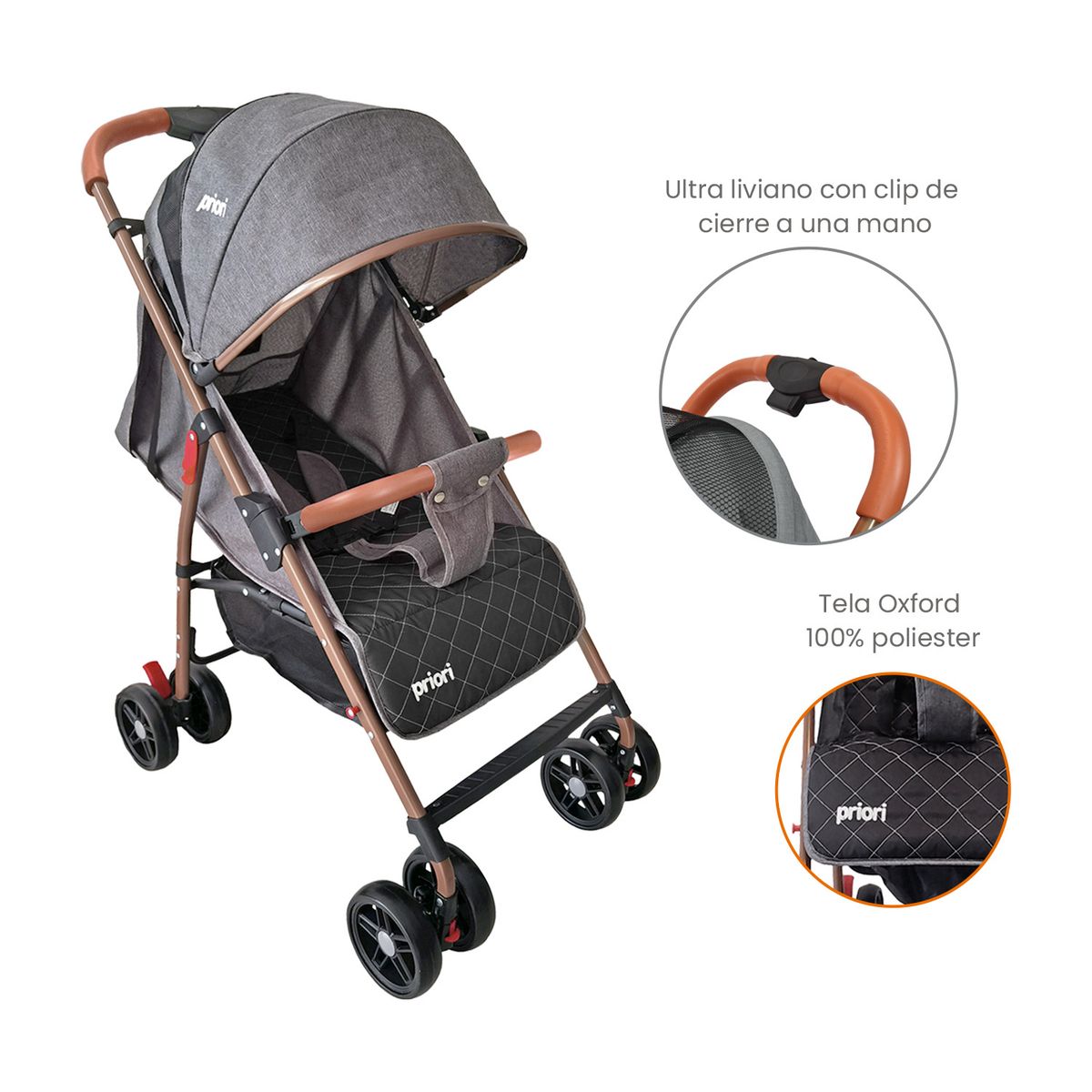 PRIORI - Coche bebe paseador priori park-gris