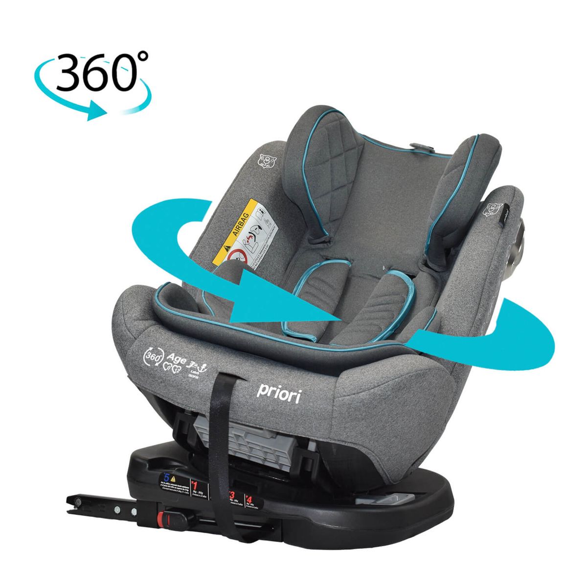 PRIORI - Silla Carro Bebe First Plus 360 º ISOFIX Priori Gris Celeste