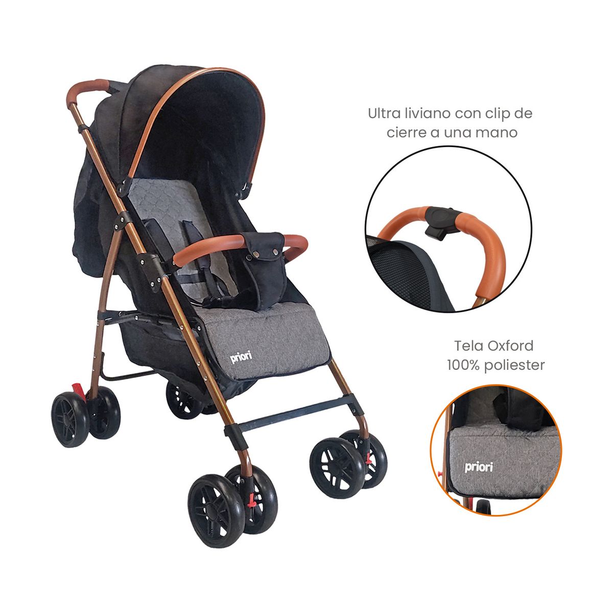 PRIORI - Coche bebe paseador priori Park-Negro