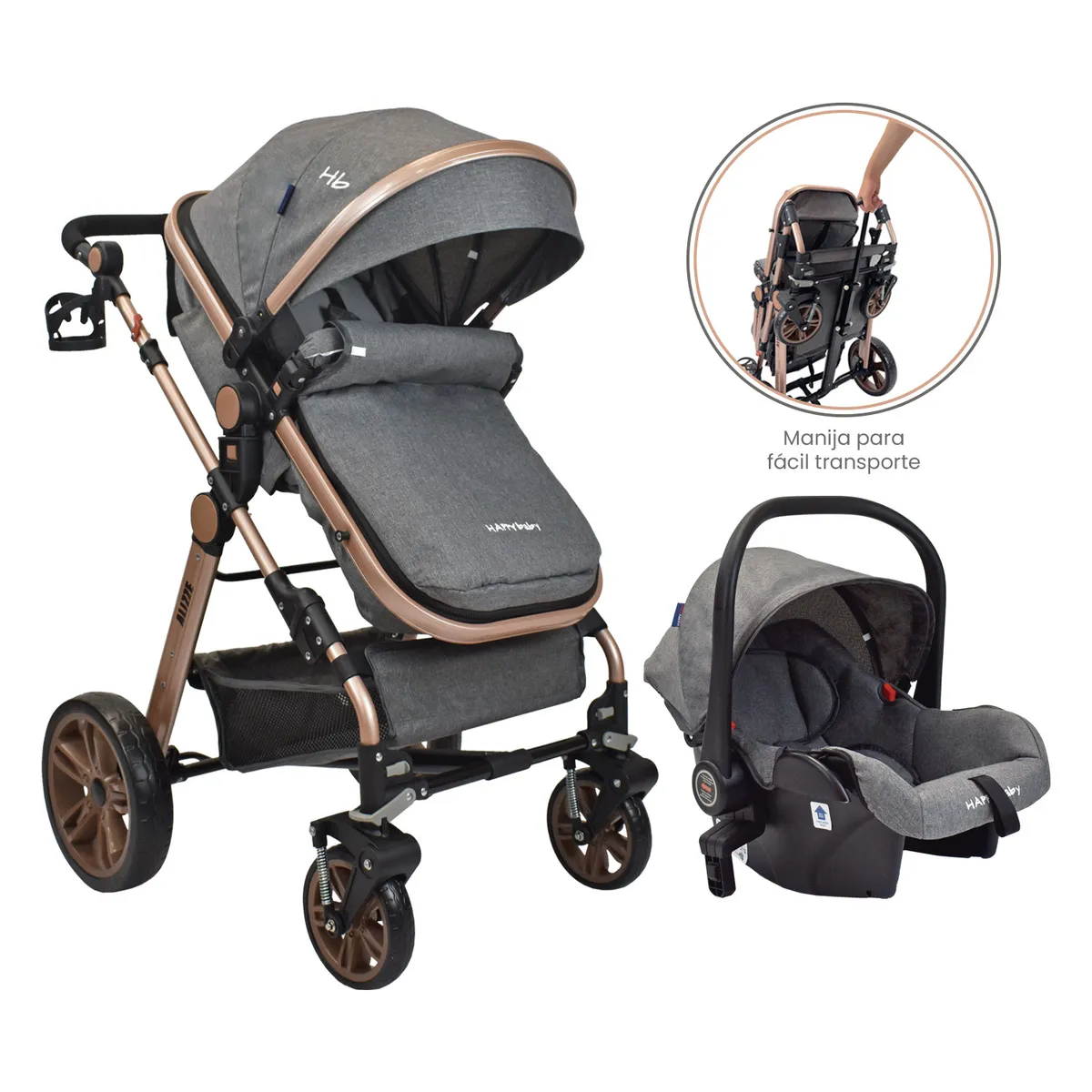 HAPPY BABY - Coche de paseo Happy Baby Travel System Alizze Gris