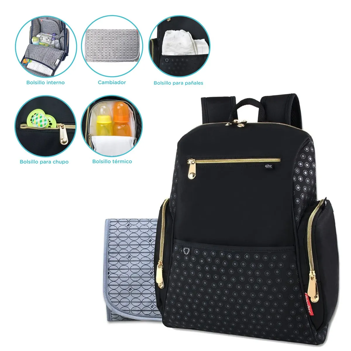 FISHER PRICE - Pañalera morral bebe fisher price dfp9003 negro