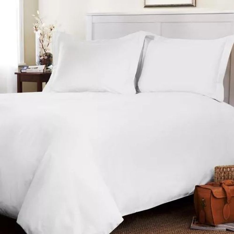 HAPPY BEAR - Funda Duvet Doble Polialgodon 250 Hilos Blanco Liso