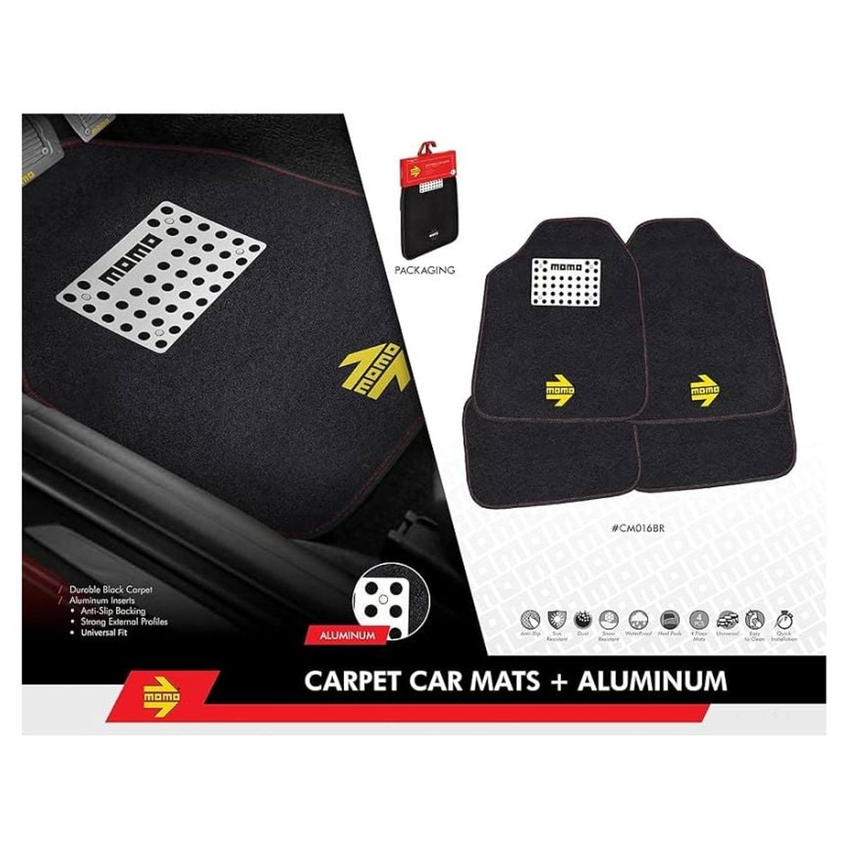 MOMO - Set Tapetes Alfombra Carro 4 Piezas Momo CM016BR