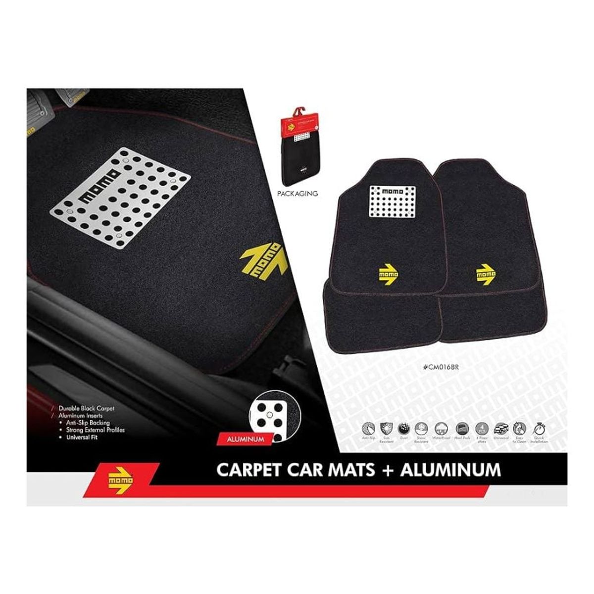 MOMO - Set Tapetes Alfombra Carro 4 Piezas Momo CM016BR