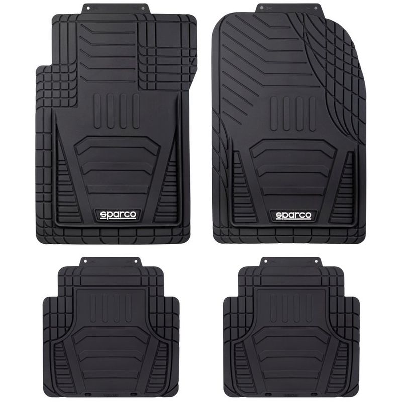 SPARCO - Tapetes Carro 4 Piezas Piso PVC Protector Sparco SPF509BK