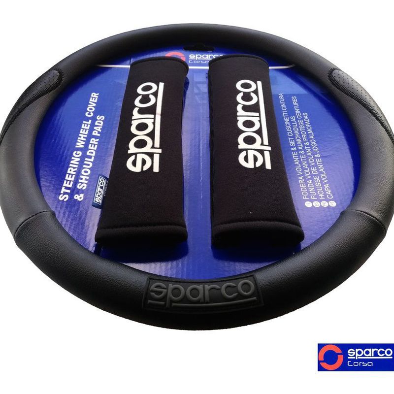 SPARCO - Set Cubre Volante  Cubre Cinturon Negro Sparco SPC1116KBK