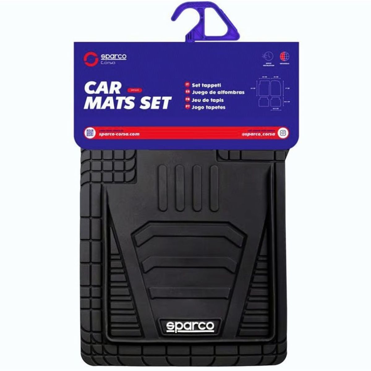 SPARCO - Tapetes Carro 5 Piezas Piso Protector PVC Sparco SPF509BK5