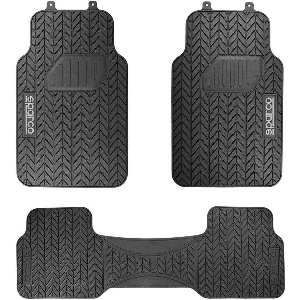 SPARCO - Tapete Carro 3 Piezas Goma Negro Neumatico Sparco SPF501BK