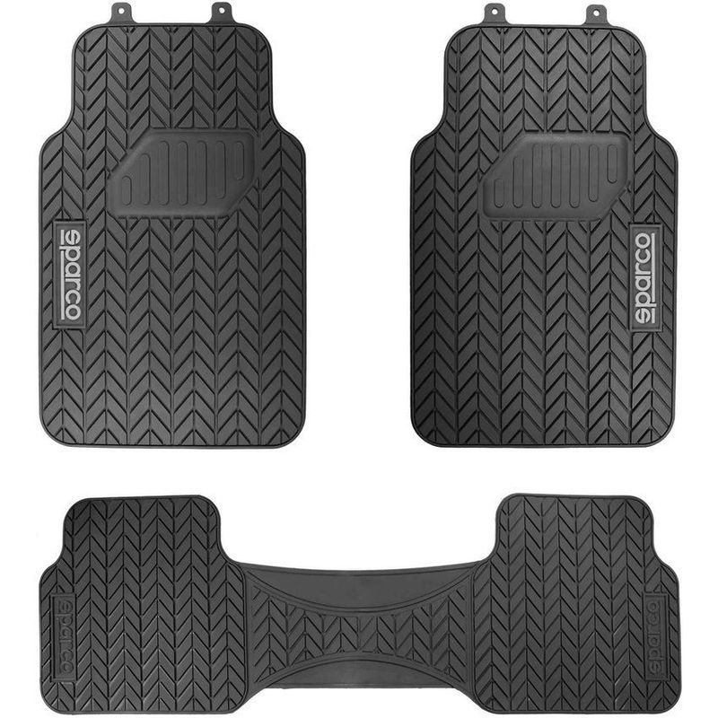 SPARCO - Tapete Carro 3 Piezas Goma Negro Neumatico Sparco SPF501BK