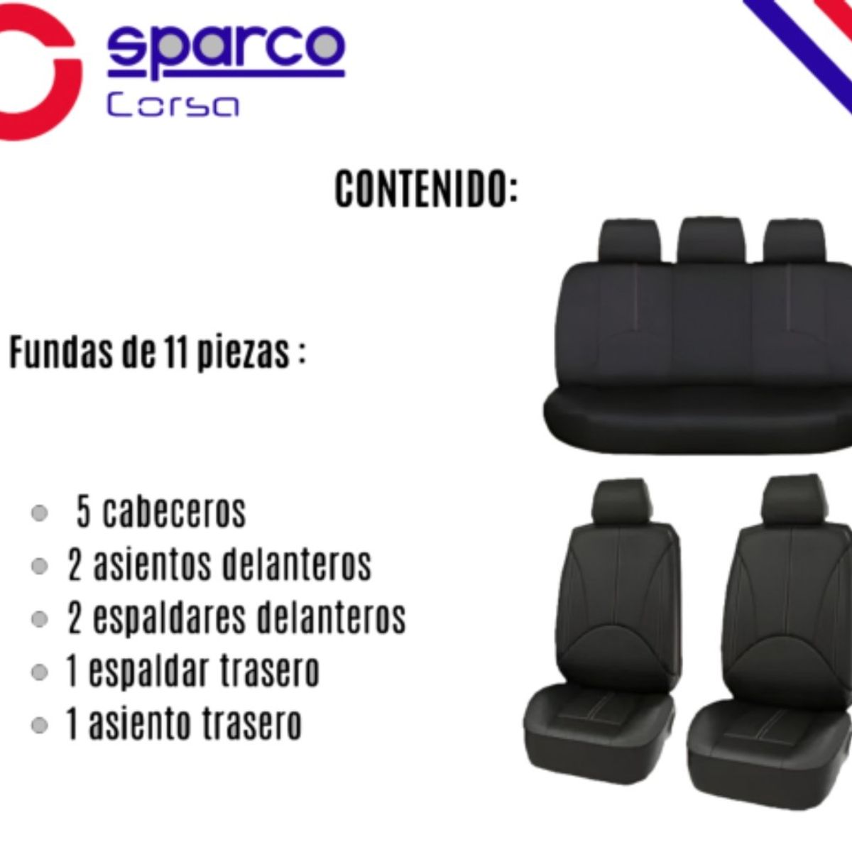 SPARCO - Set Fundas Asiento Forro Para Silla Sparco SPS426BKCB