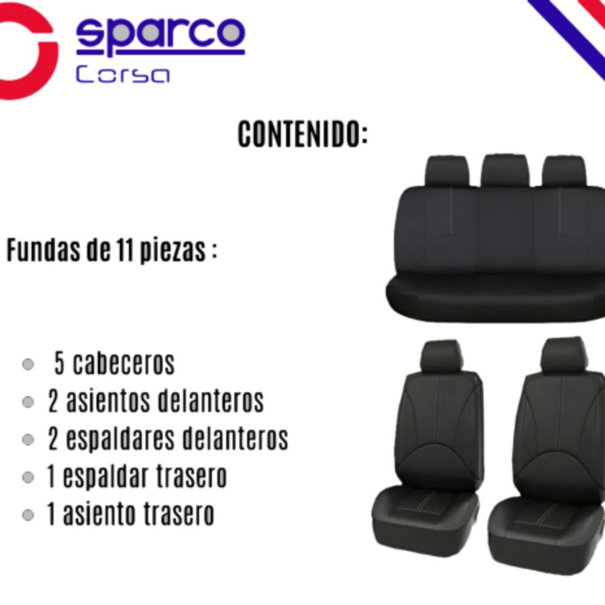 SPARCO - Set Fundas Asiento Forro Para Silla Sparco SPS406RDCB