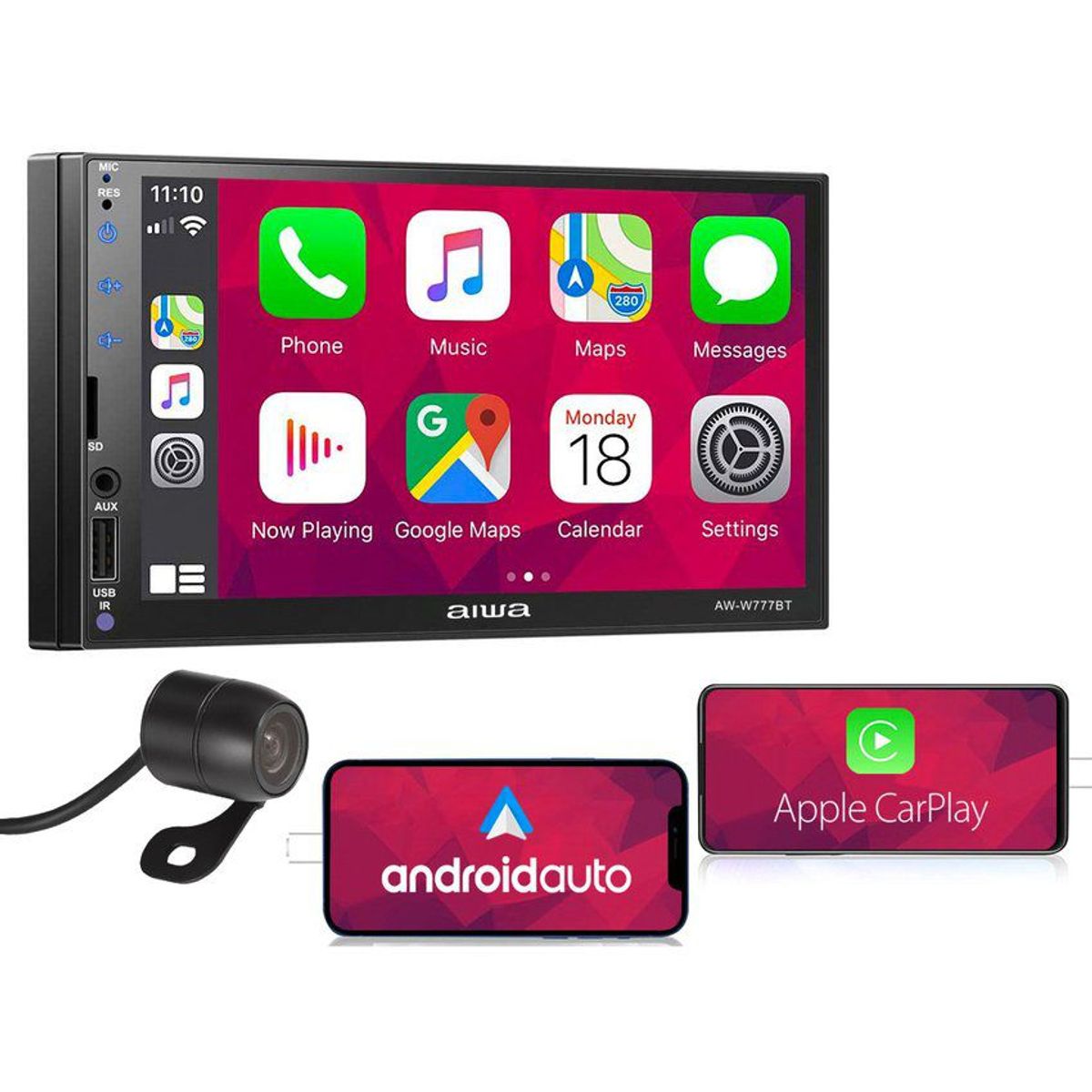 AIWA - Radio Carro Android Auto Carplay Mirrorlink Bluetooth Camara Aiwa