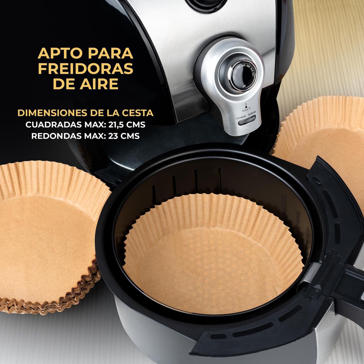CHEF MASTER - Papel para freidora de aire pergamino encerado Paquete x 100