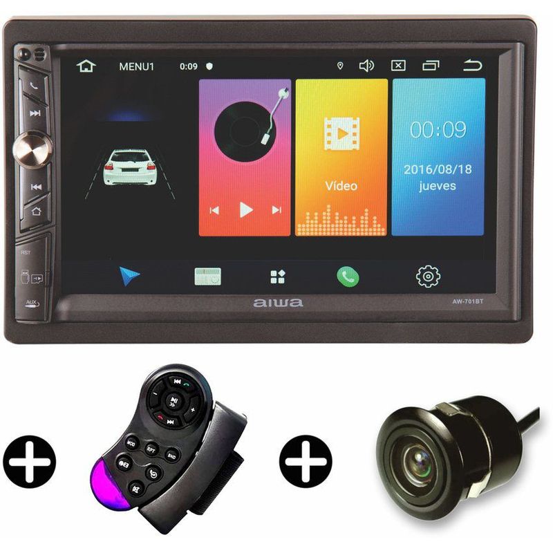 AIWA - Radio Carro Android 10 WiFi Pantalla 7' HD Mirrorlink Bluetooth Aiwa