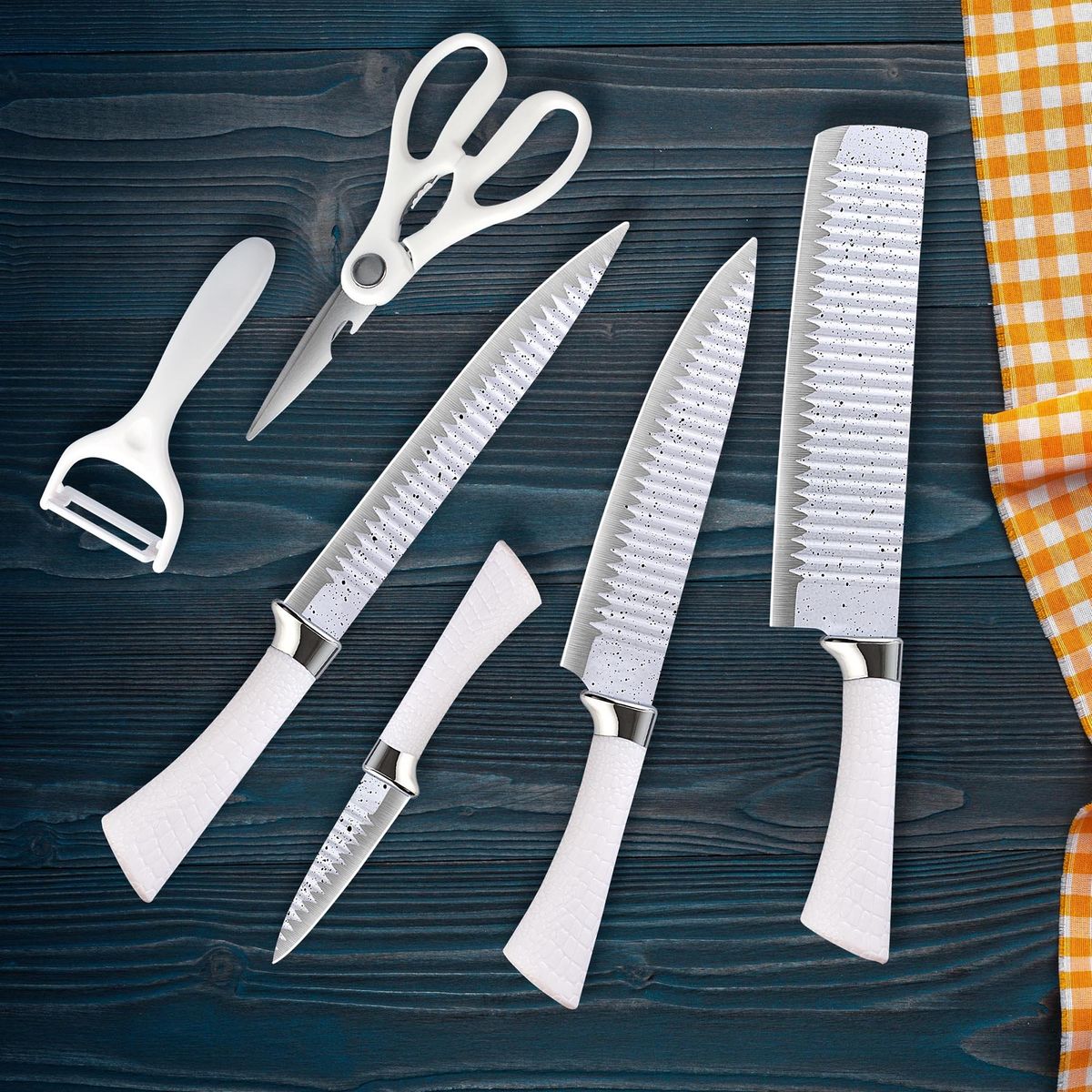 CHEF MASTER - Set de Cuchillos de cocina 4 unid + pelador verduras + tijera