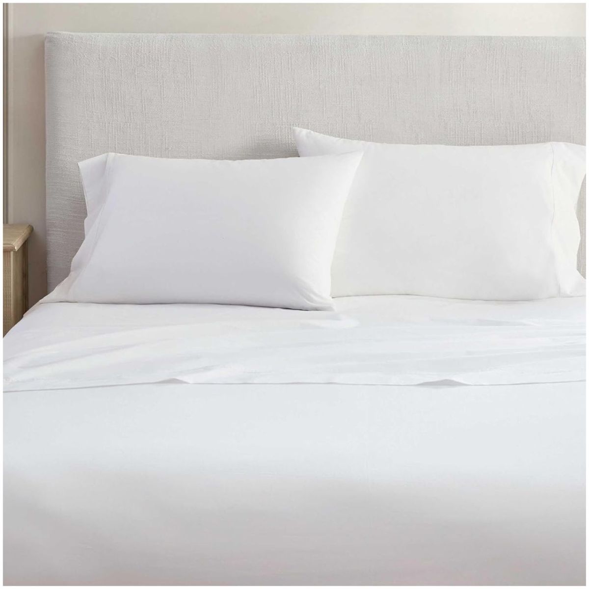 HAPPY BEAR - Juego Sabanas Polialgodon 180 Hilos T30 Blanco Liso