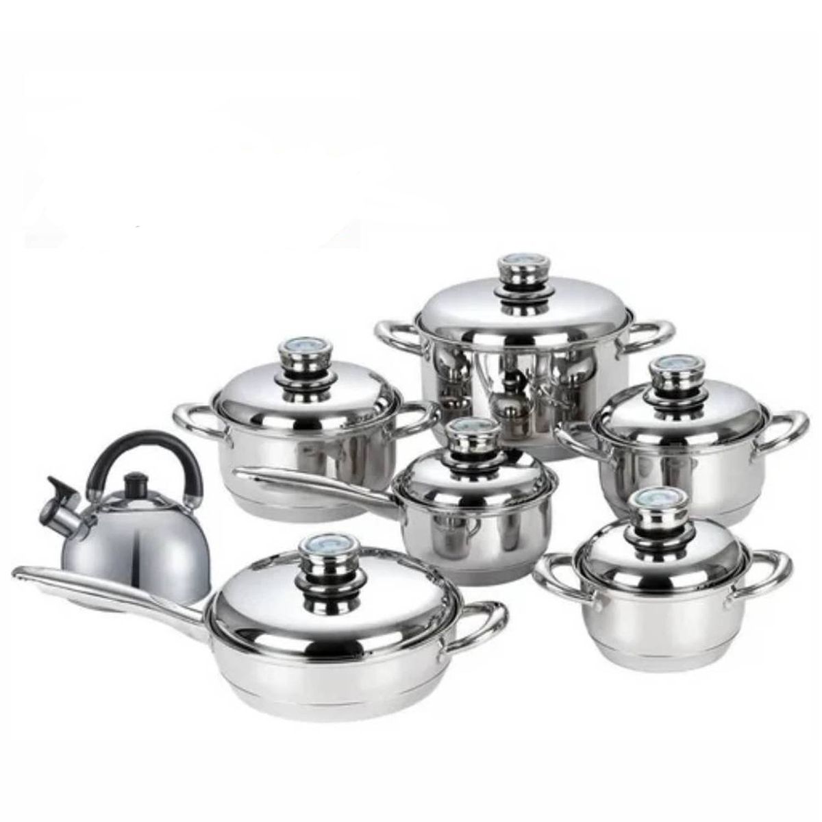 ONE PIXEL - Set Juego de Ollas en Acero Quirúrgico Bateria de 13 Piezas Con Termostato One Pixel