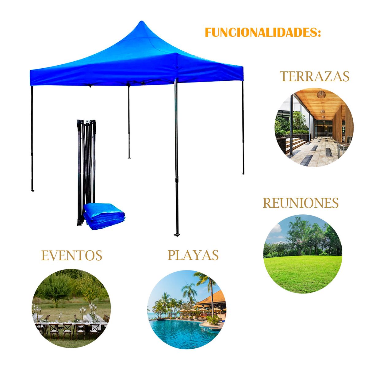 SUBE - Carpa Toldo 3X3 Plegable Reforzada Impermeable para eventos-