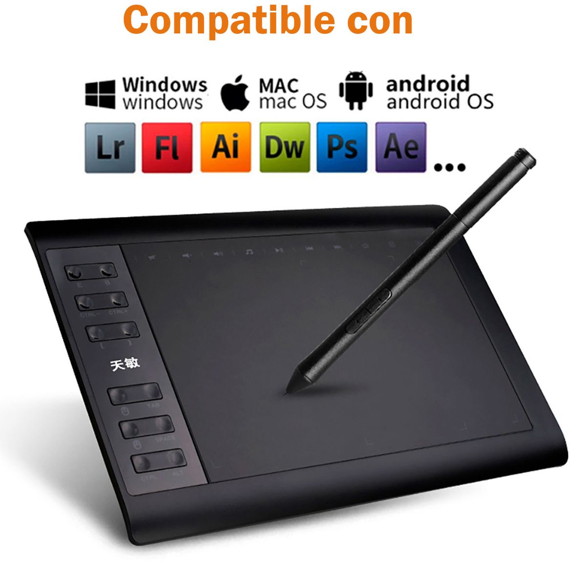 SUBE - Tableta gráfica digital de dibujo con lápiz óptico