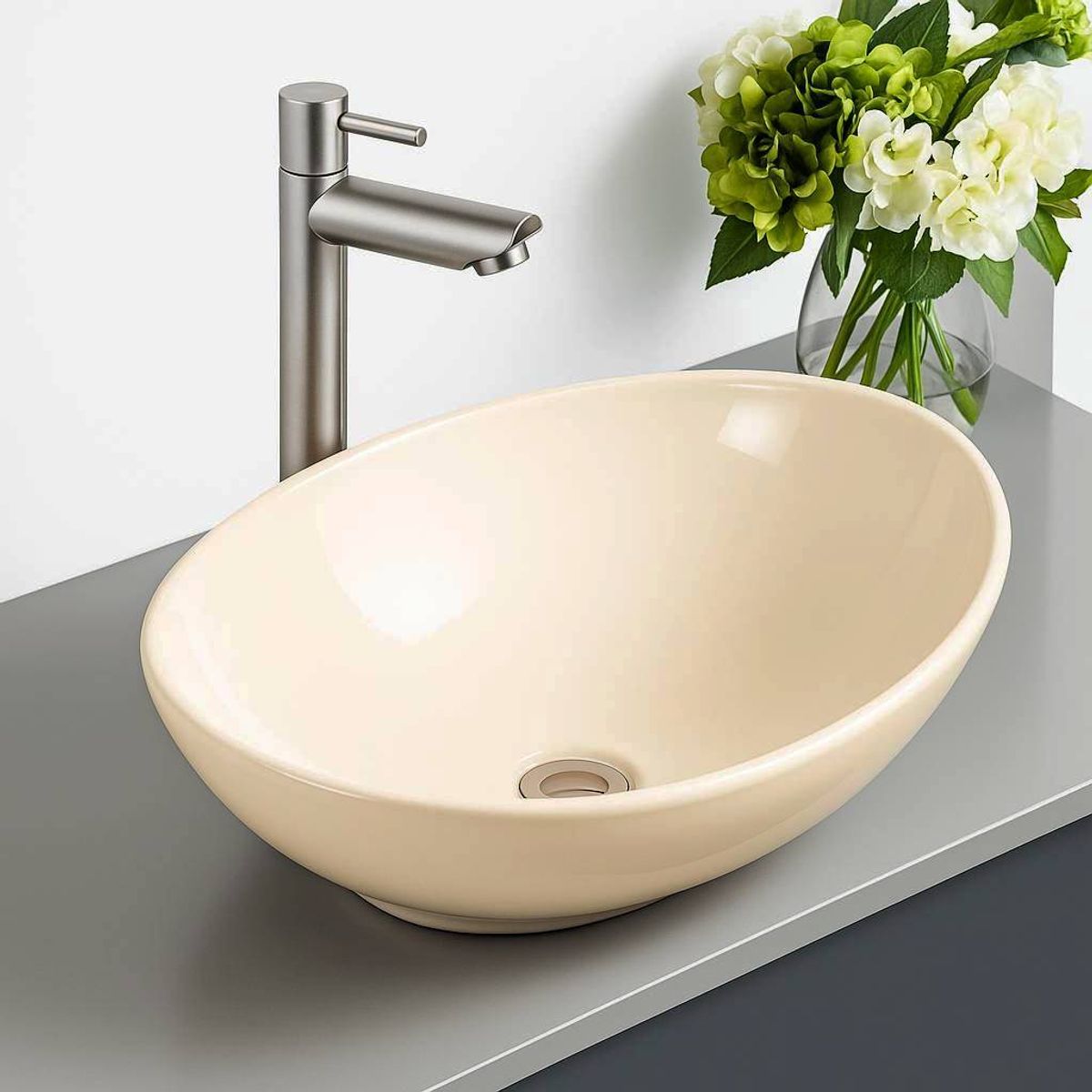 GENERICO - Kit Grifo Agua Fría Acero-lavamanos Canoa Beige Y Desagüe