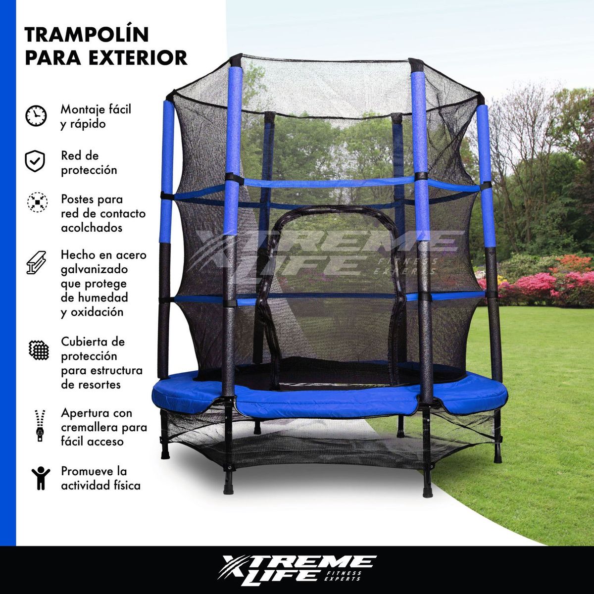 XTREME LIFE - Trampolin Saltarin 1.4 Mts Para Niños Con Malla Para Eventos - Azul - Unitalla