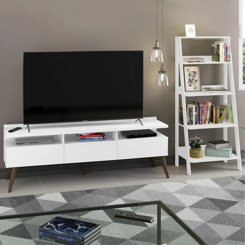 MADESA - Centro de Entretenimiento para TV Londres + Mueble Estante Librero