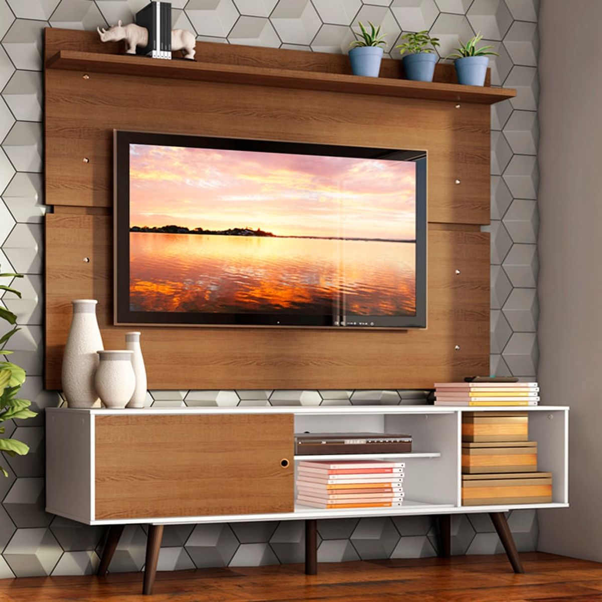 MADESA - Centro de Entretenimiento para TV Cairo Mesa y Panel Hasta 65 Pulgadas