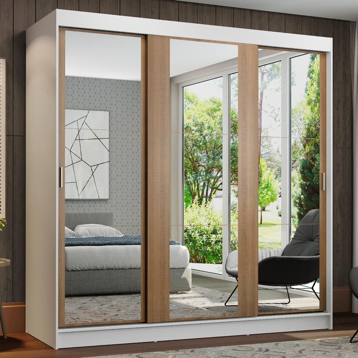 MADESA - Closet Reno 3 Puertas Corredizas con Espejos