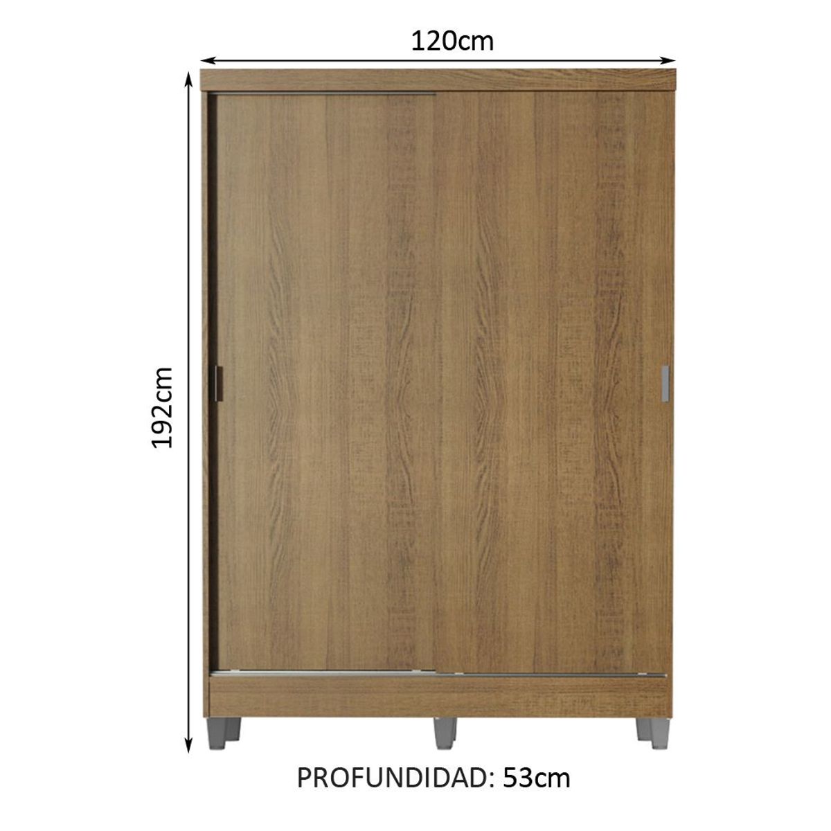 MADESA - Clóset Luke con Patas 2 Puertas Corredizas 2 Cajones Marrón 192 cm x 120 cm x 53 cm