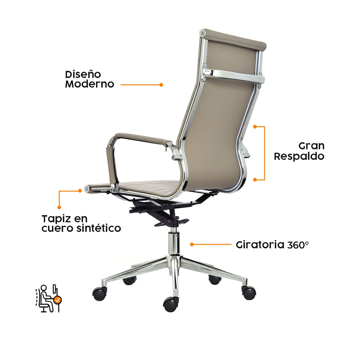 BONNO - Silla De Oficina Presidencial Boss Taupe Bonno