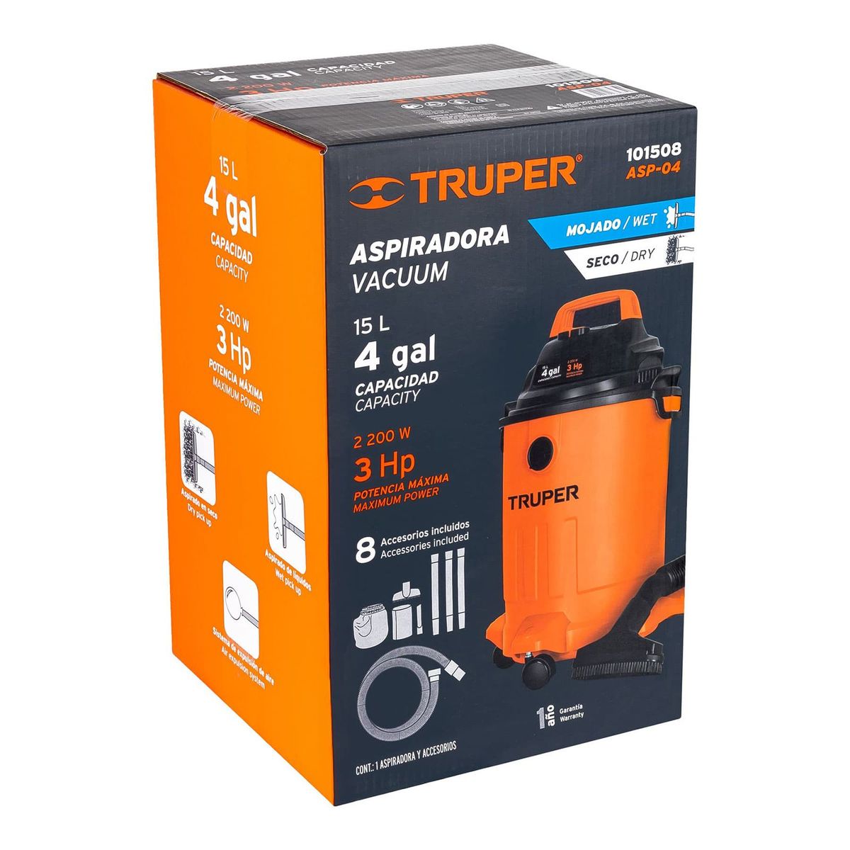 TRUPER - Aspiradora Truper Asp-04 15l  Naranja 127v 60hz