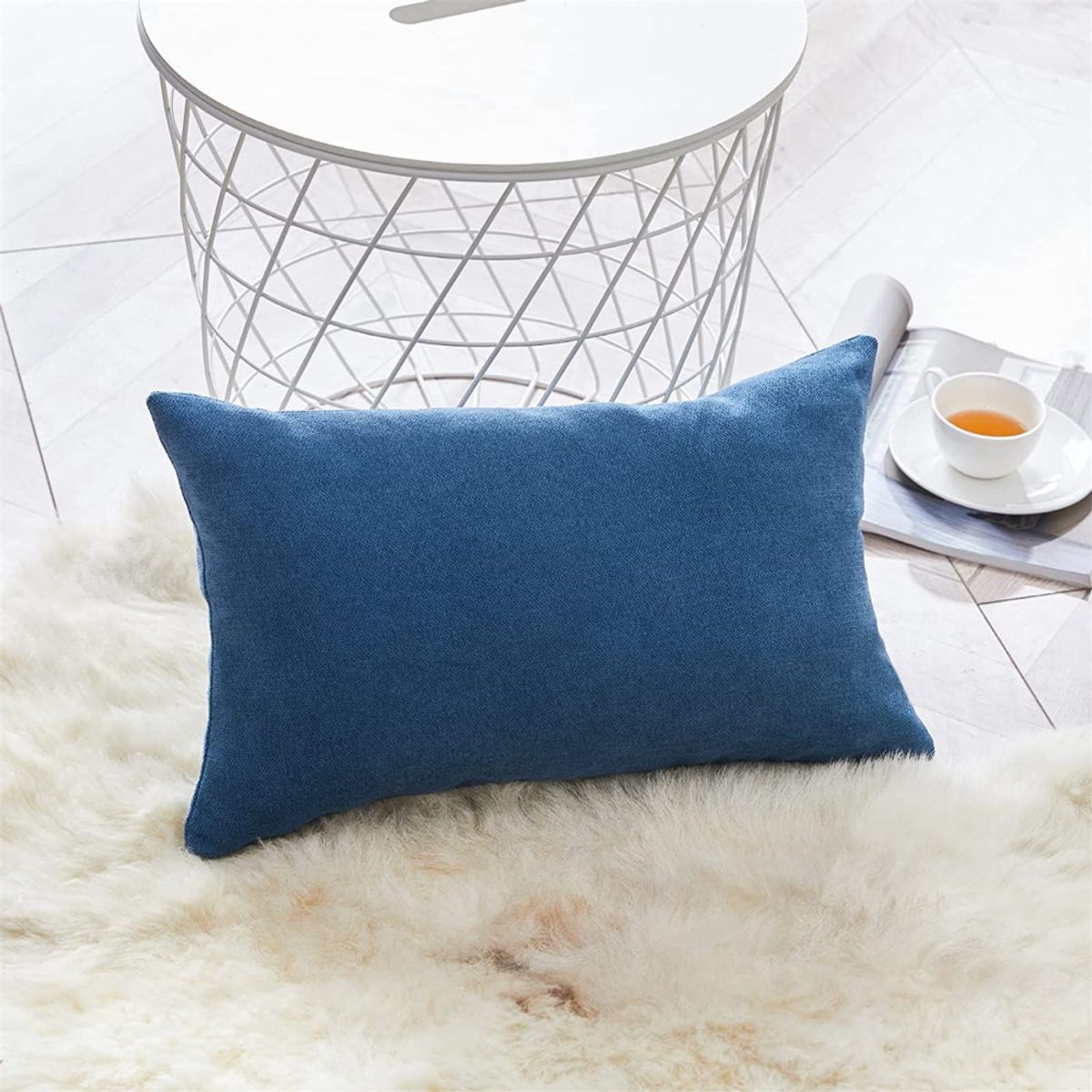 BANZAY - Almohada en Tela con Funda y Relleno 70x50 - Azul Petroleo