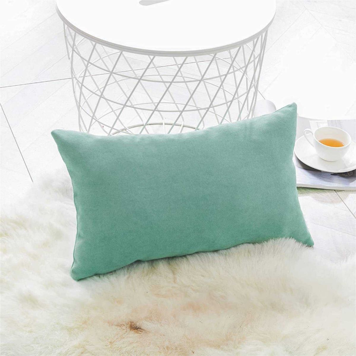 BANZAY - Almohada en Tela con Funda y Relleno 70x50 - Menta