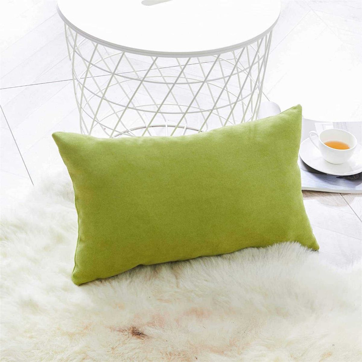 BANZAY - Almohada en Tela con Funda y Relleno 70x50 - Verde Pistacho