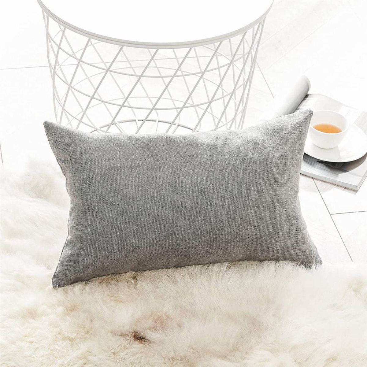 BANZAY - Funda para Almohada en Tela 70x50 - Gris plata