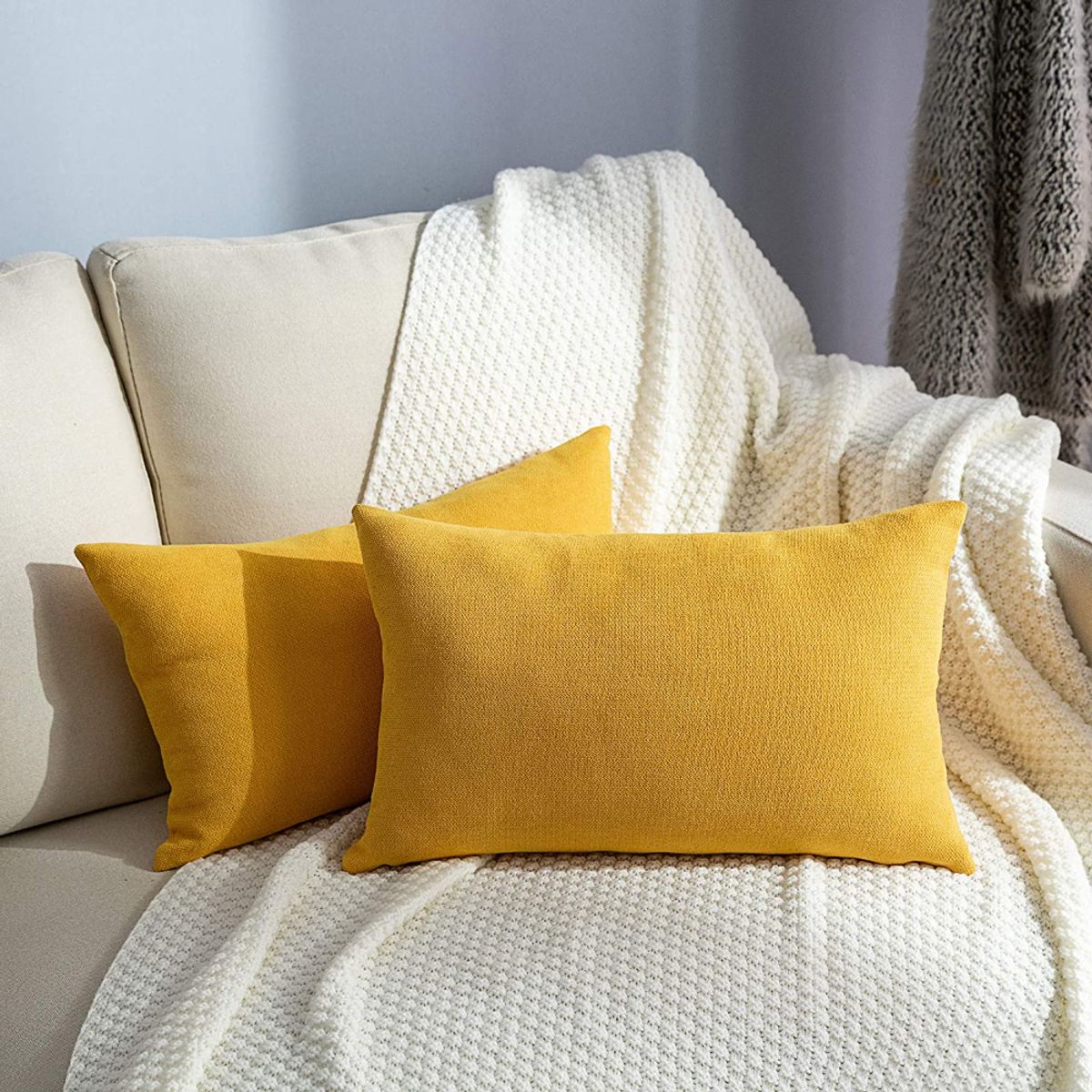 BANZAY - Funda para Almohada en Tela Kit x2 - Amarillo