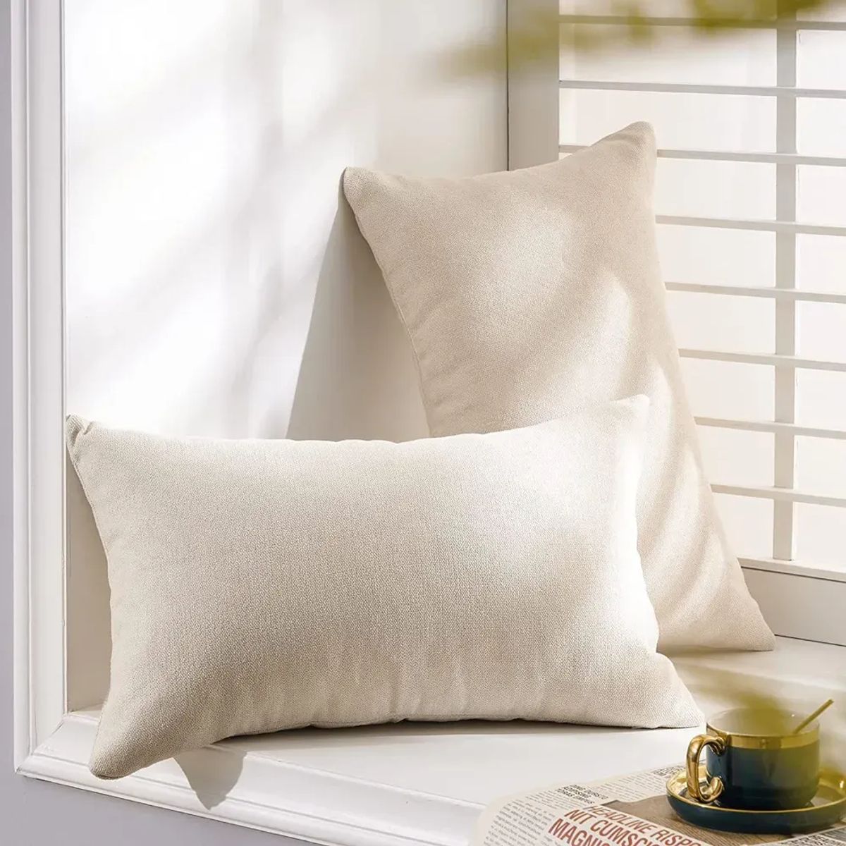 BANZAY - Funda para Almohada en Tela Kit x2 - Marfil